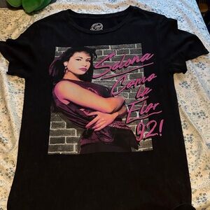 Black Graphic Tee with Pink Accents